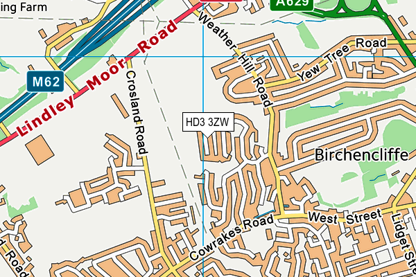 HD3 3ZW map - OS VectorMap District (Ordnance Survey)