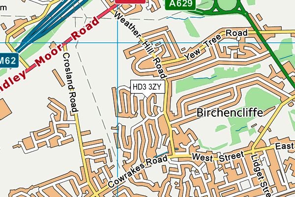 HD3 3ZY map - OS VectorMap District (Ordnance Survey)