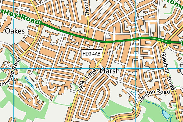 HD3 4AB map - OS VectorMap District (Ordnance Survey)