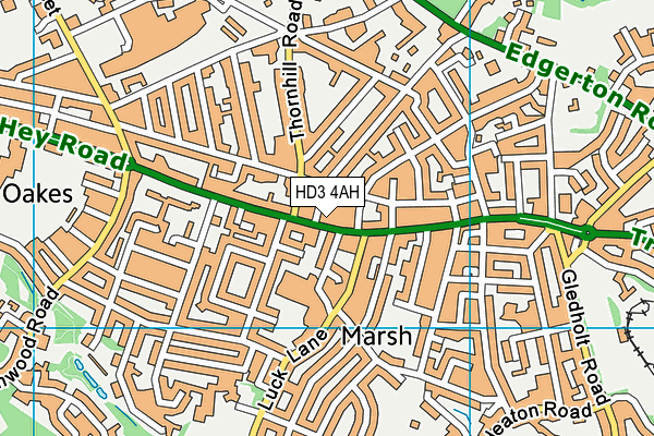 HD3 4AH map - OS VectorMap District (Ordnance Survey)