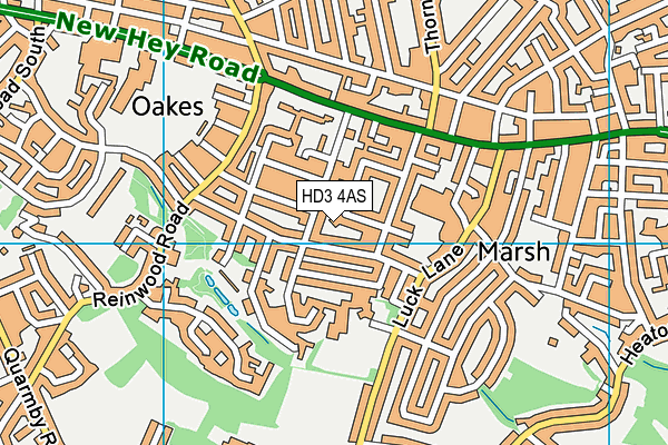 HD3 4AS map - OS VectorMap District (Ordnance Survey)