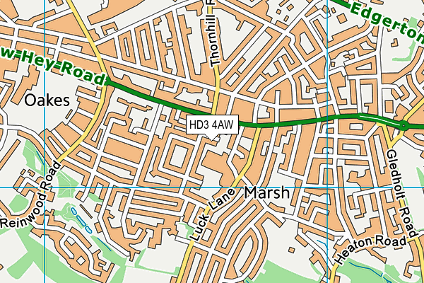 HD3 4AW map - OS VectorMap District (Ordnance Survey)