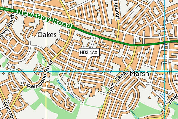 HD3 4AX map - OS VectorMap District (Ordnance Survey)