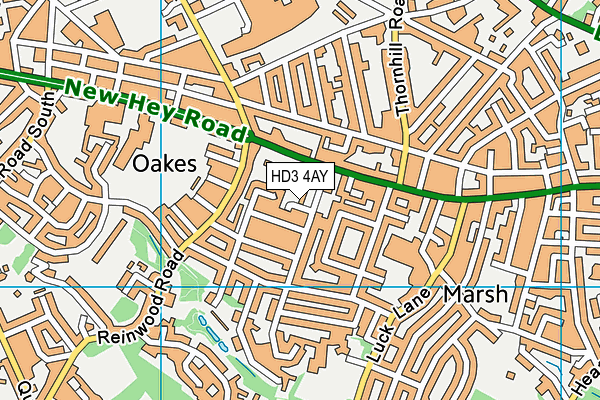 HD3 4AY map - OS VectorMap District (Ordnance Survey)