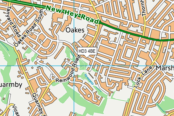 HD3 4BE map - OS VectorMap District (Ordnance Survey)