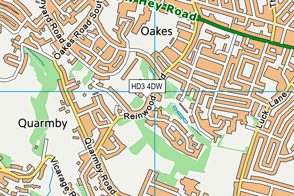 HD3 4DW map - OS VectorMap District (Ordnance Survey)