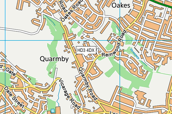 HD3 4DX map - OS VectorMap District (Ordnance Survey)