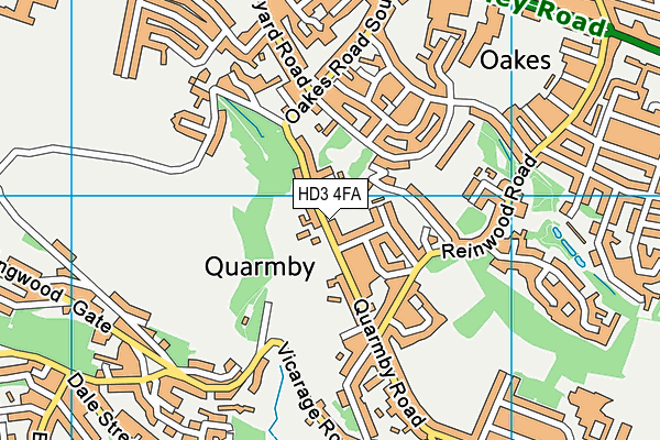 HD3 4FA map - OS VectorMap District (Ordnance Survey)