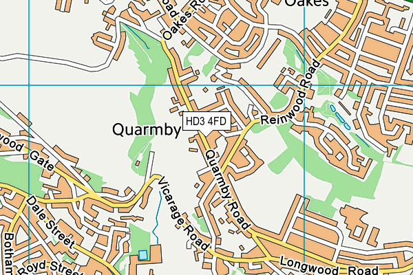 HD3 4FD map - OS VectorMap District (Ordnance Survey)