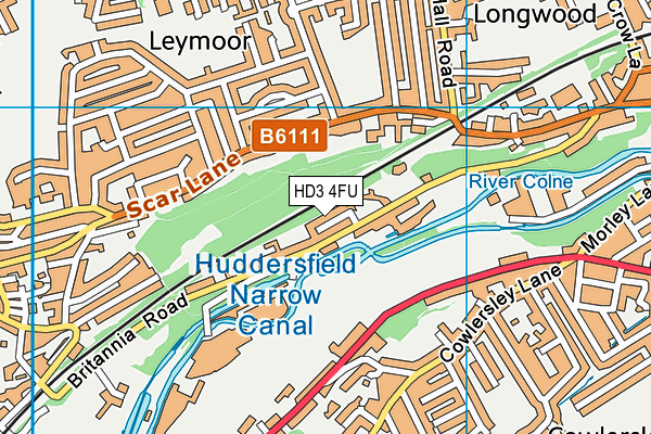 HD3 4FU map - OS VectorMap District (Ordnance Survey)