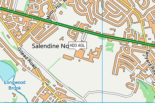 Huddersfield New College map (HD3 4GL) - OS VectorMap District (Ordnance Survey)