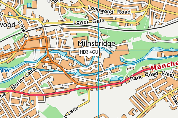 HD3 4GU map - OS VectorMap District (Ordnance Survey)