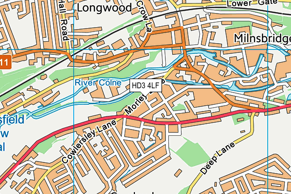 HD3 4LF map - OS VectorMap District (Ordnance Survey)