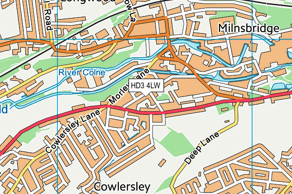 HD3 4LW map - OS VectorMap District (Ordnance Survey)