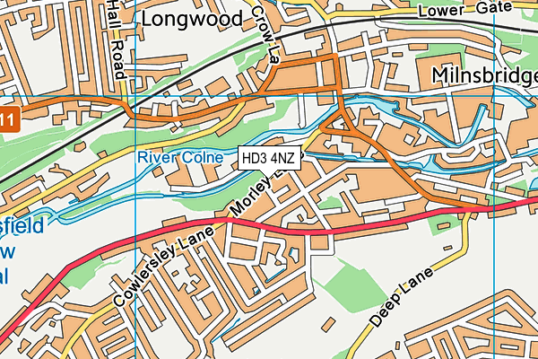 HD3 4NZ map - OS VectorMap District (Ordnance Survey)