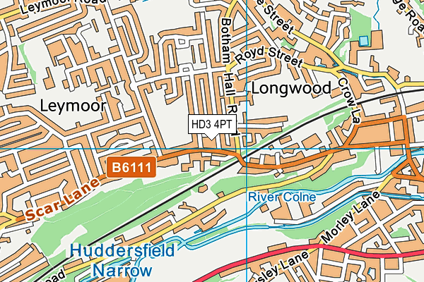 HD3 4PT map - OS VectorMap District (Ordnance Survey)