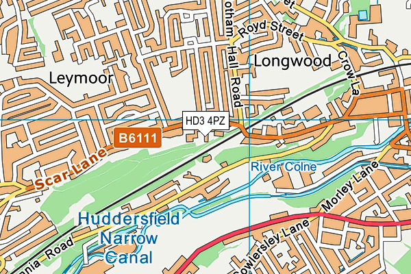 HD3 4PZ map - OS VectorMap District (Ordnance Survey)