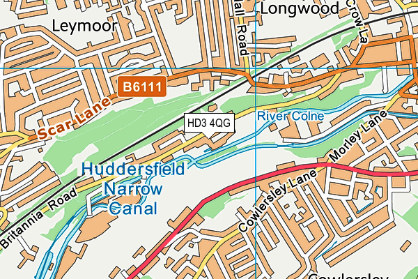 HD3 4QG map - OS VectorMap District (Ordnance Survey)