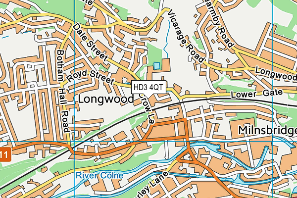 Crow Lane Primary and Foundation Stage School map (HD3 4QT) - OS VectorMap District (Ordnance Survey)