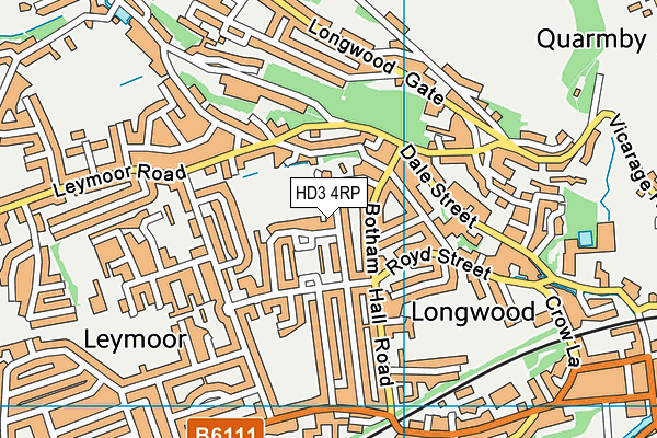 Botham Hall Recreation Ground map (HD3 4RP) - OS VectorMap District (Ordnance Survey)