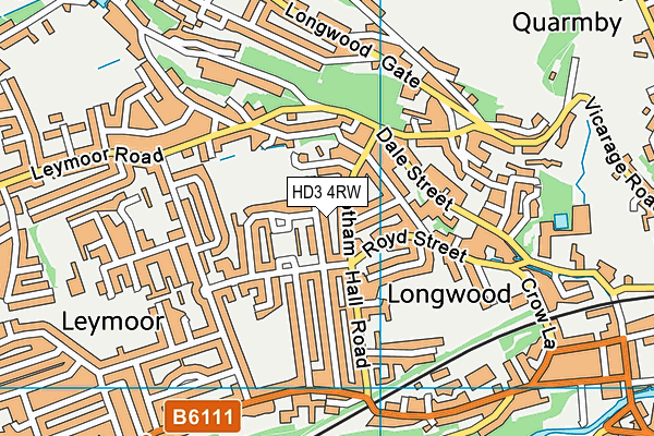 HD3 4RW map - OS VectorMap District (Ordnance Survey)