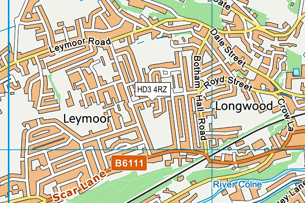 HD3 4RZ map - OS VectorMap District (Ordnance Survey)