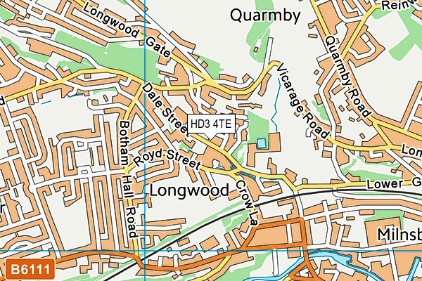 HD3 4TE map - OS VectorMap District (Ordnance Survey)