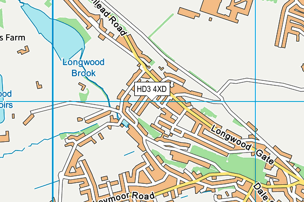 HD3 4XD map - OS VectorMap District (Ordnance Survey)