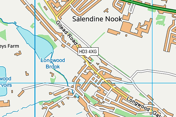 HD3 4XG map - OS VectorMap District (Ordnance Survey)