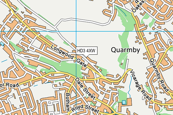 HD3 4XW map - OS VectorMap District (Ordnance Survey)