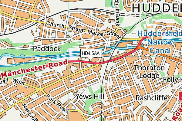 HD4 5AA map - OS VectorMap District (Ordnance Survey)