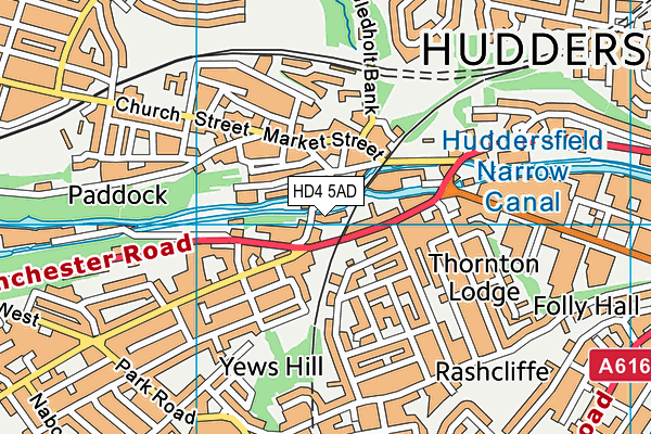 HD4 5AD map - OS VectorMap District (Ordnance Survey)