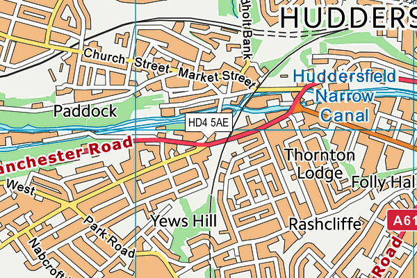 HD4 5AE map - OS VectorMap District (Ordnance Survey)