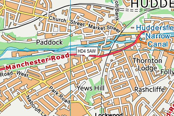 HD4 5AW map - OS VectorMap District (Ordnance Survey)