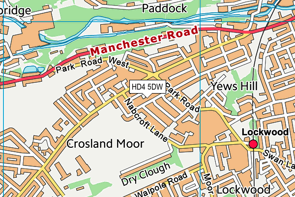 HD4 5DW map - OS VectorMap District (Ordnance Survey)