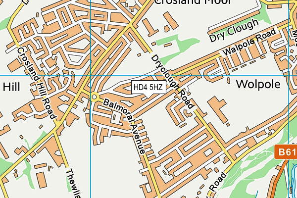 HD4 5HZ map - OS VectorMap District (Ordnance Survey)