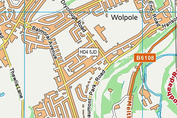 HD4 5JD map - OS VectorMap District (Ordnance Survey)
