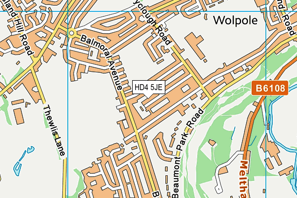 HD4 5JE map - OS VectorMap District (Ordnance Survey)