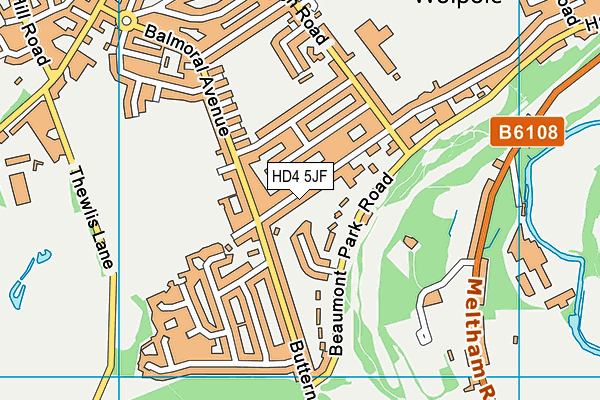 HD4 5JF map - OS VectorMap District (Ordnance Survey)