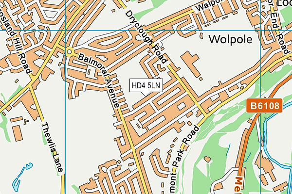HD4 5LN map - OS VectorMap District (Ordnance Survey)