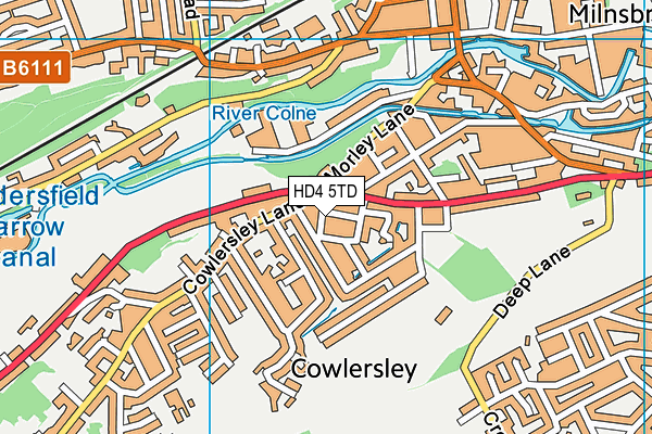 HD4 5TD map - OS VectorMap District (Ordnance Survey)