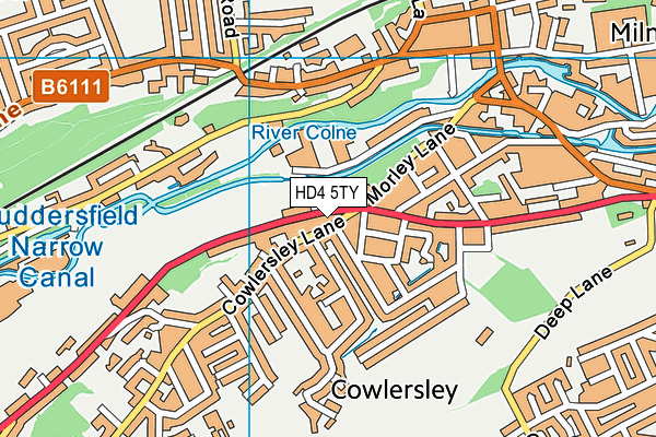 HD4 5TY map - OS VectorMap District (Ordnance Survey)