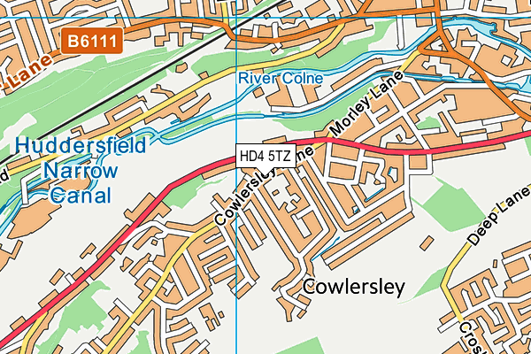 HD4 5TZ map - OS VectorMap District (Ordnance Survey)