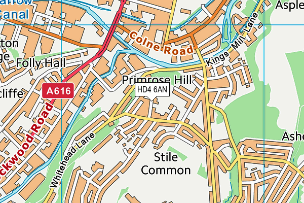 HD4 6AN map - OS VectorMap District (Ordnance Survey)