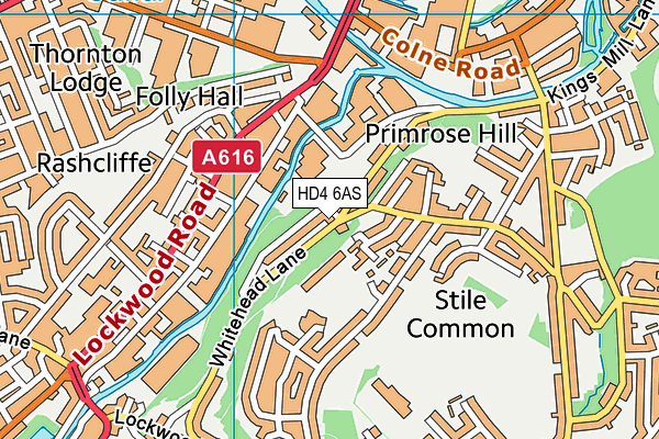 HD4 6AS map - OS VectorMap District (Ordnance Survey)