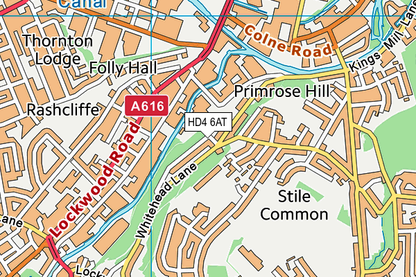 HD4 6AT map - OS VectorMap District (Ordnance Survey)