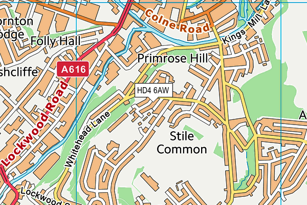 HD4 6AW map - OS VectorMap District (Ordnance Survey)