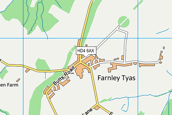 HD4 6AX map - OS VectorMap District (Ordnance Survey)