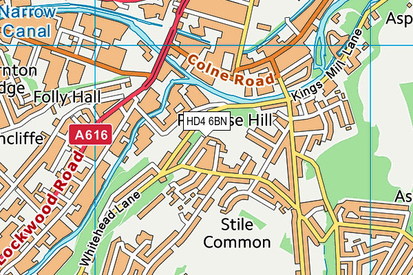 HD4 6BN map - OS VectorMap District (Ordnance Survey)