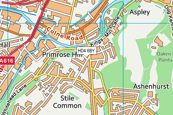 HD4 6BY map - OS VectorMap District (Ordnance Survey)